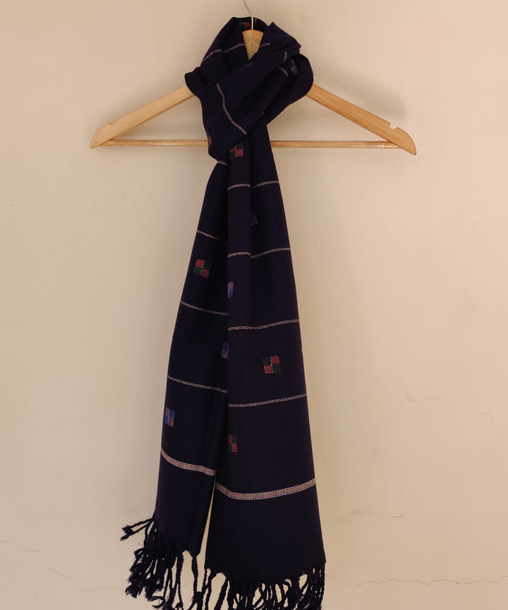Blue handloom merino wool kinnauri stole