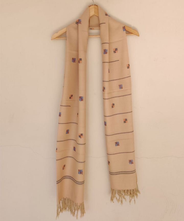 Cream handwoven merino wool kinnauri stole