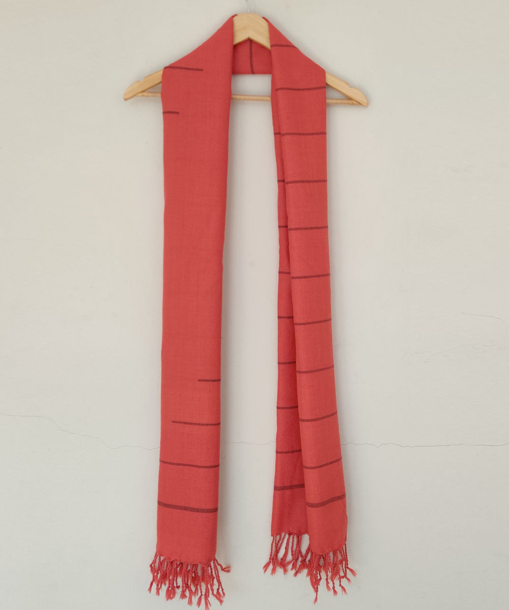 Orange handwoven kinnauri marino wool stole