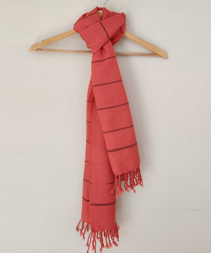 Orange handwoven kinnauri marino wool stole