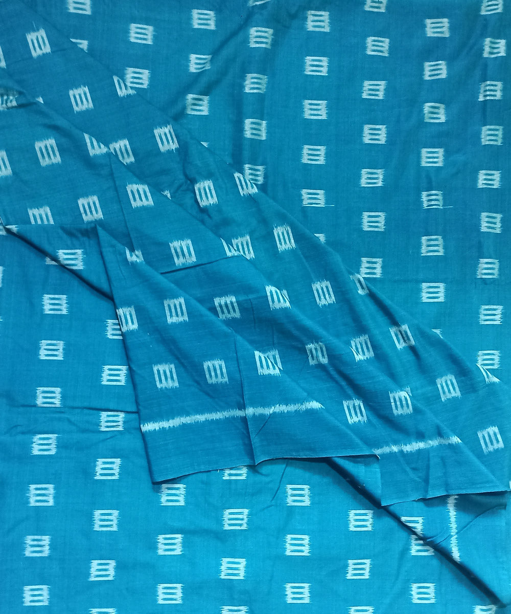 Cyan green handwoven cotton nuapatna fabric