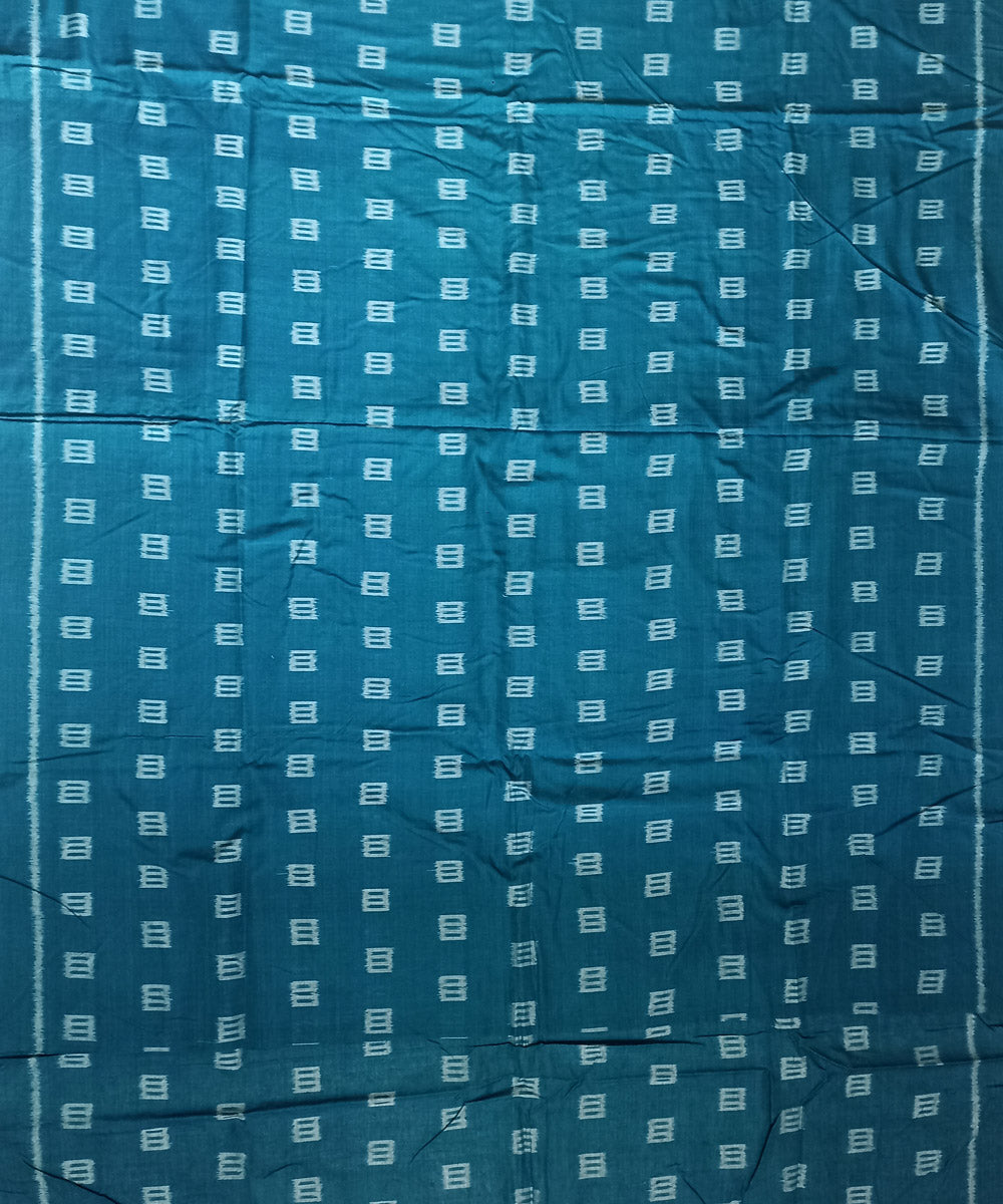 Cyan green handwoven cotton nuapatna fabric