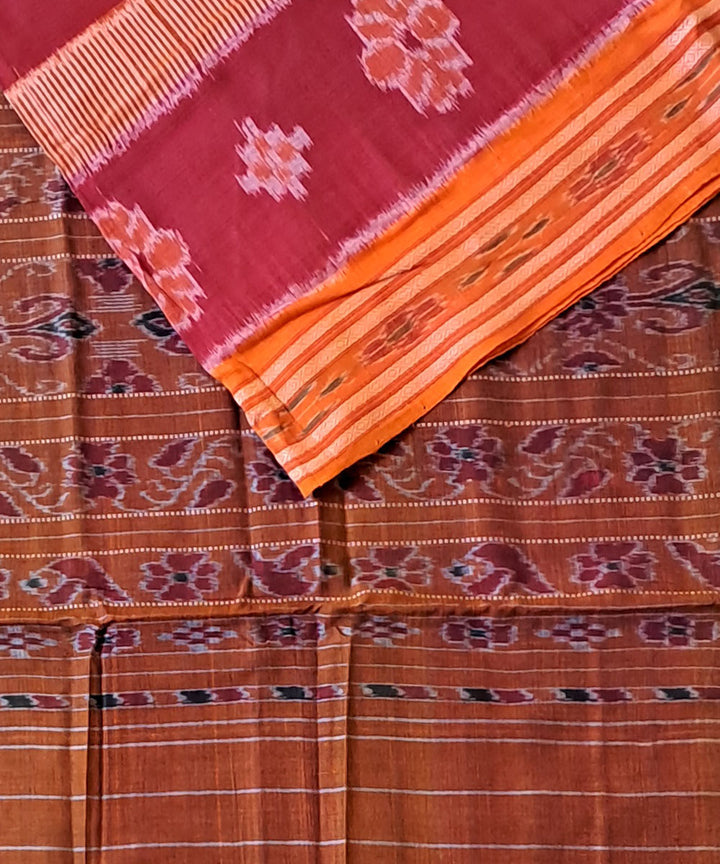 Red grey cotton handloom nuapatna saree