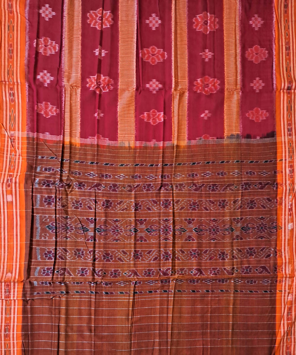 Red grey cotton handloom nuapatna saree