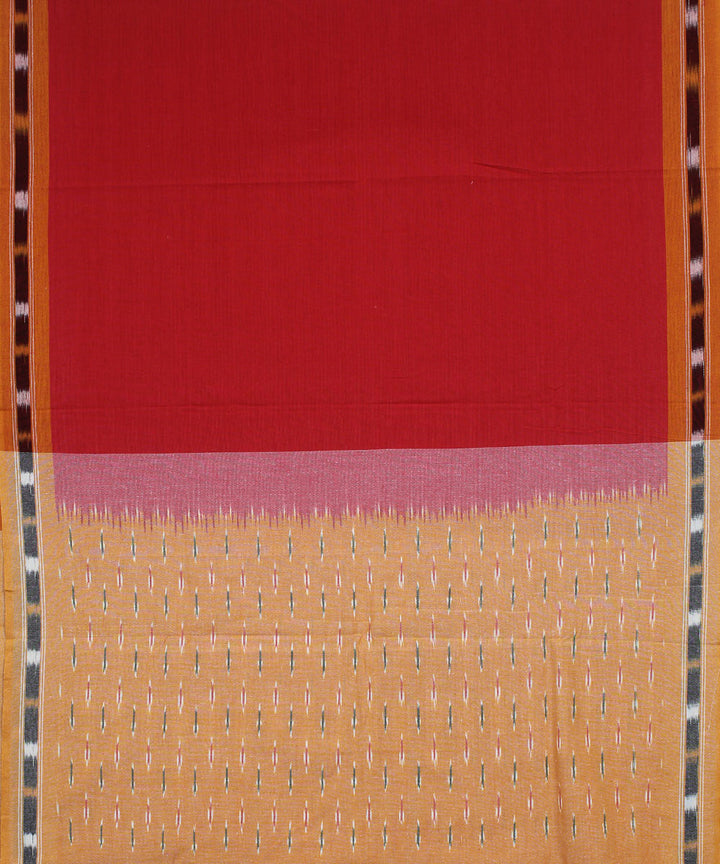 Mustard red handwoven cotton pochampally ikat dress material