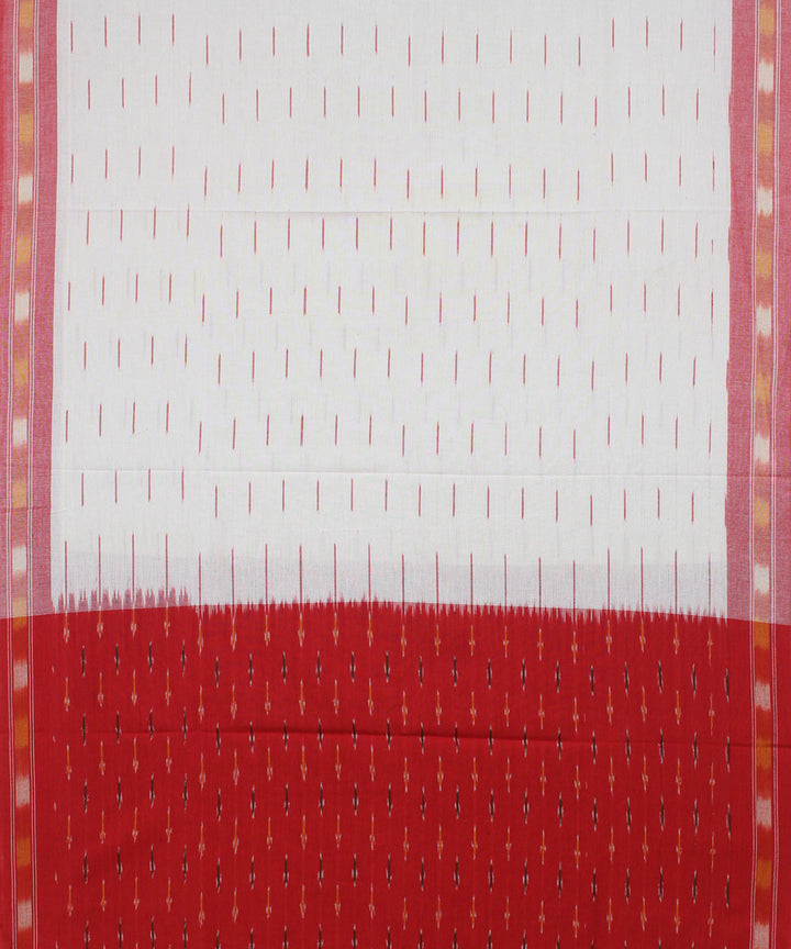 Red white handwoven cotton pochampally ikat dress material