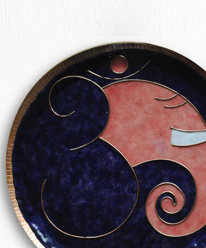 Violet blue handcrafted copper wall plate