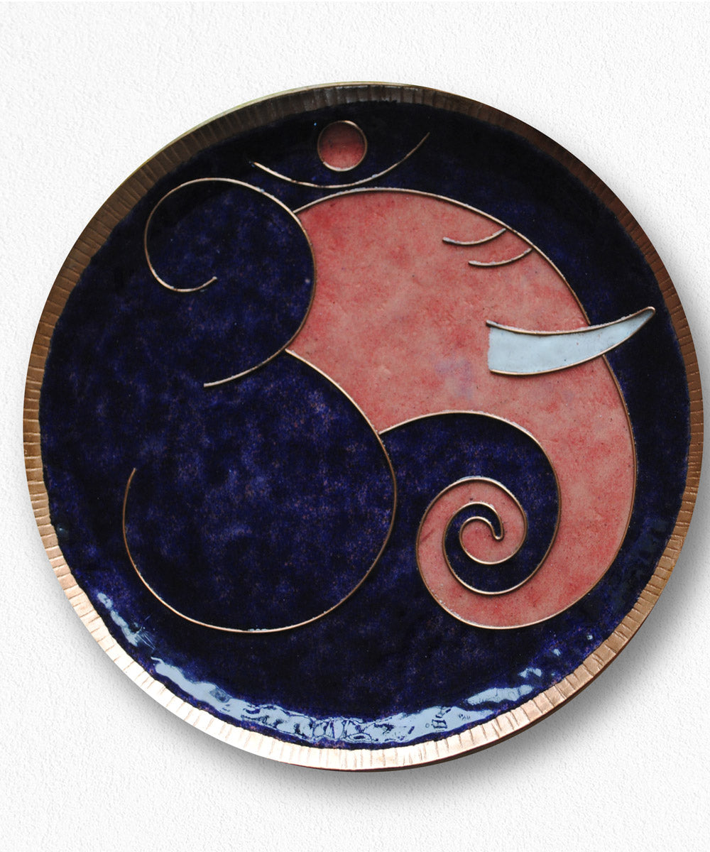 Violet blue handcrafted copper wall plate