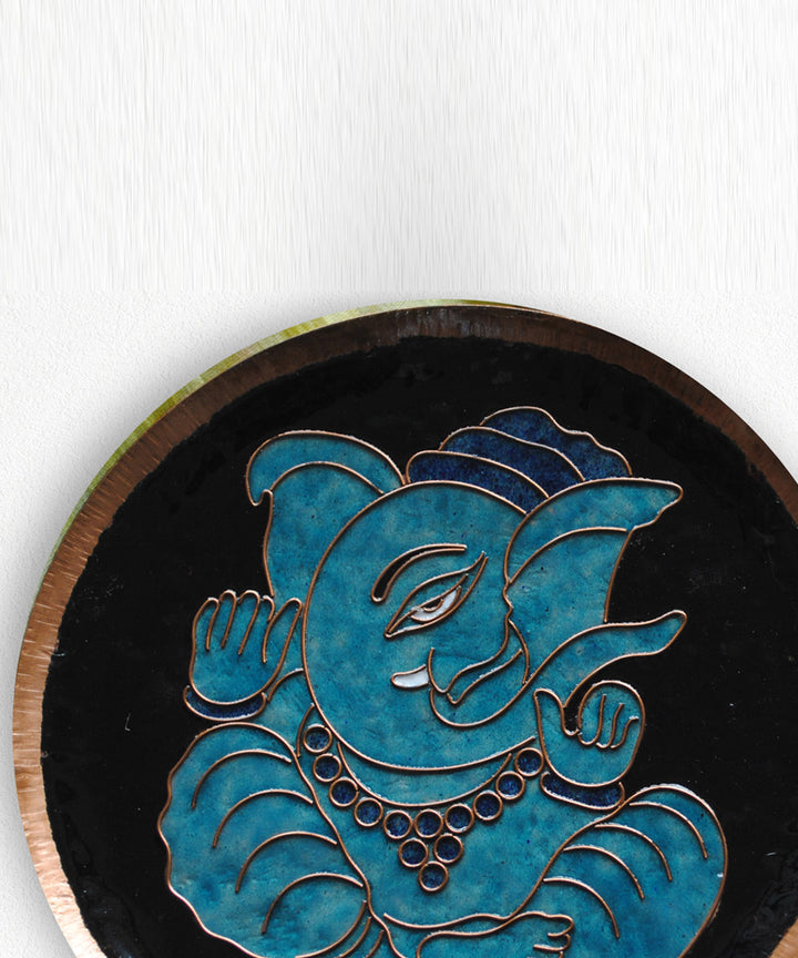 Sky blue black handcrafted copper wall plates