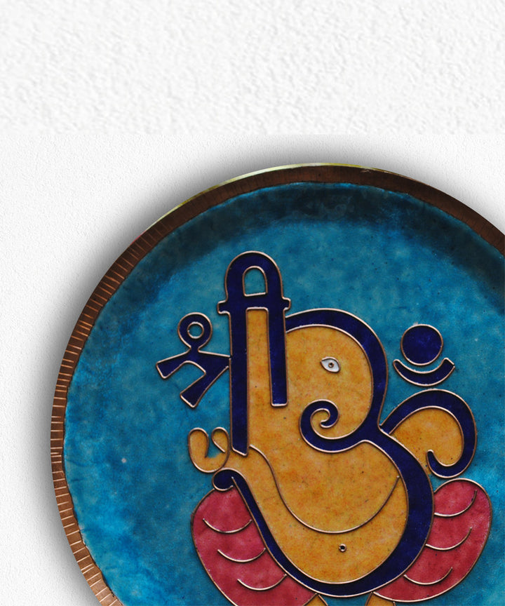 Yellow black handcrafted copper wall plates