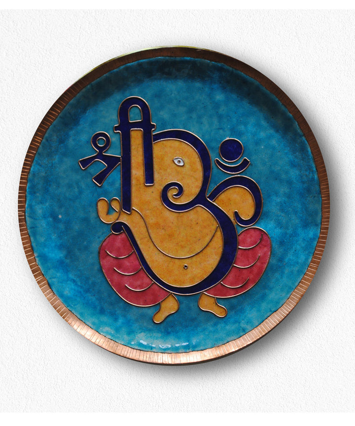Yellow black handcrafted copper wall plates