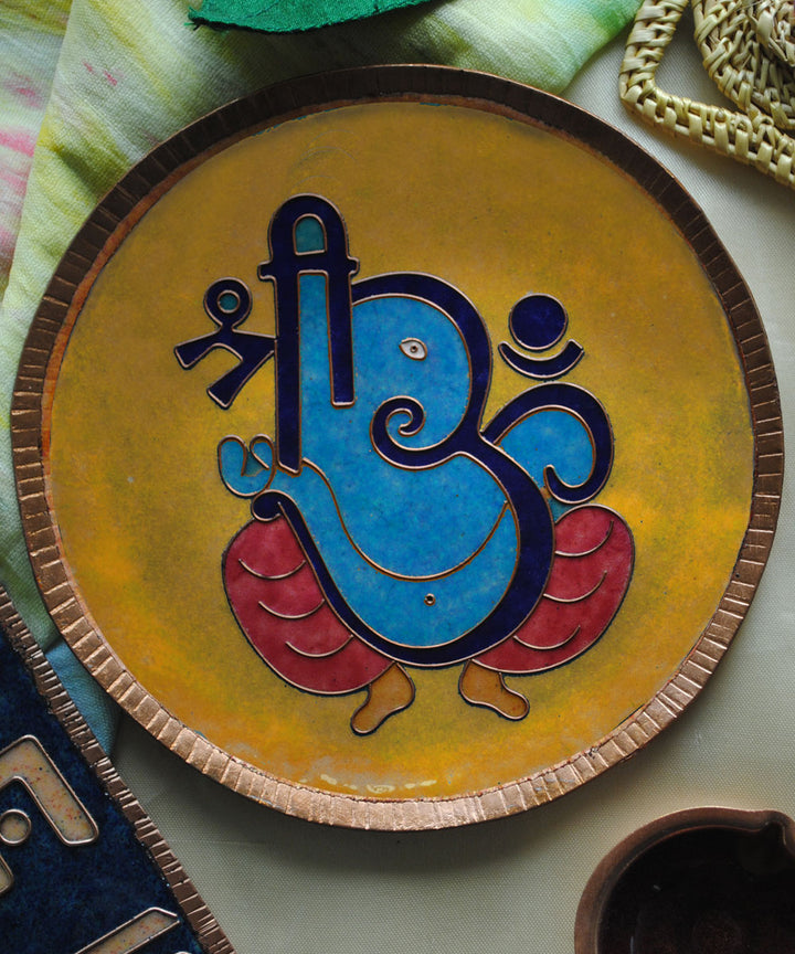 Sky blue blue handcrafted copper wall plates