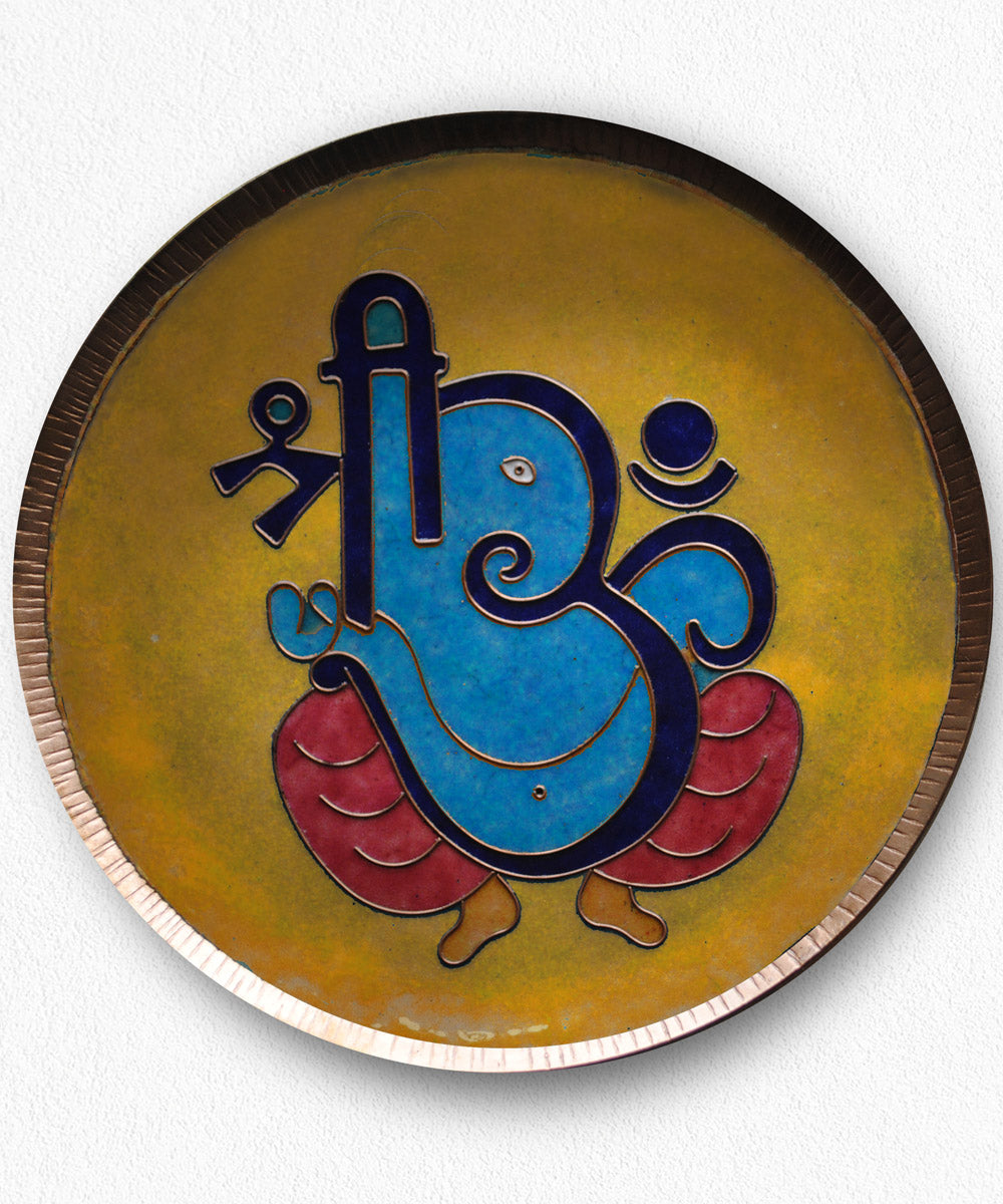 Sky blue blue handcrafted copper wall plates