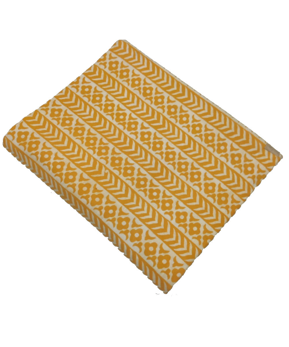 2.5m Yellow handblock printed cotton sanganeri print kurta material