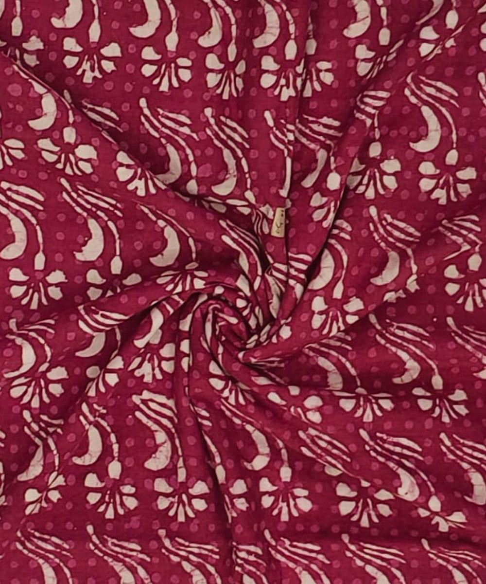 2.5m Maroon handblock printed cotton sanganeri print kurta material