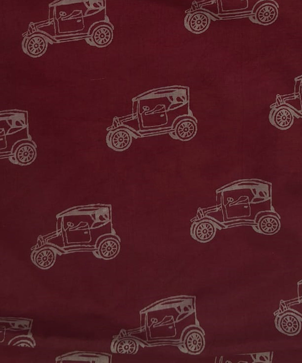 2.5m Maroon car handblock printed cotton sanganeri print kurta material