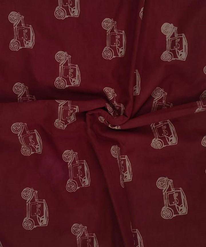 2.5m Maroon car handblock printed cotton sanganeri print kurta material