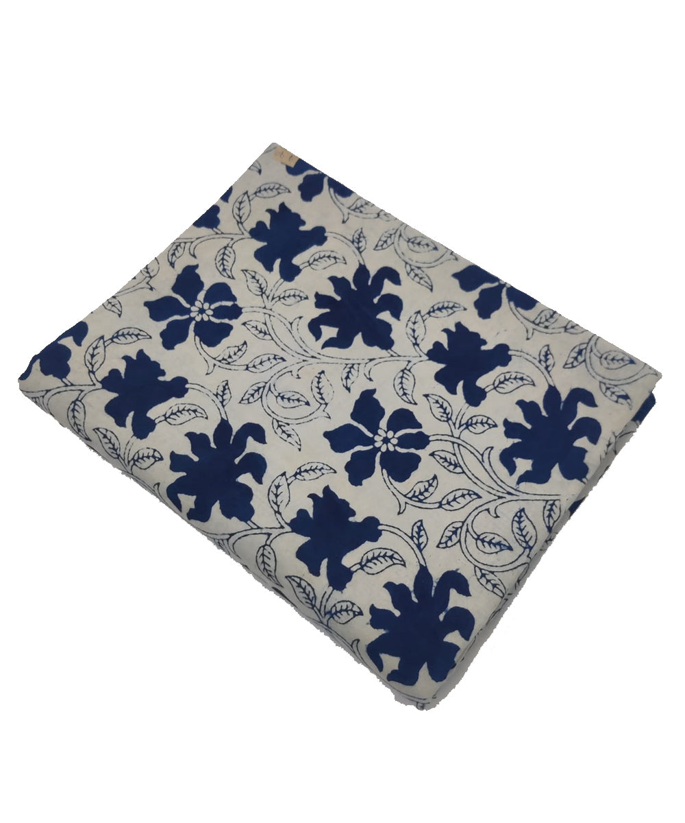 2.5m Blue white handblock printed cotton sanganeri print kurta material