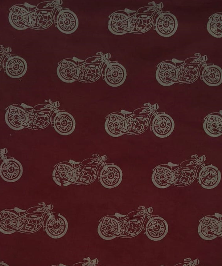 2.5m Maroon bicycle handblock printed cotton sanganeri print kurta material