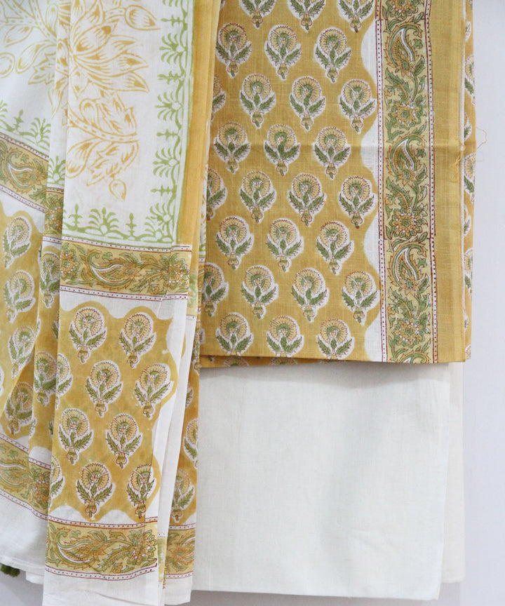 2pcs mustard floral buti cotton dress material