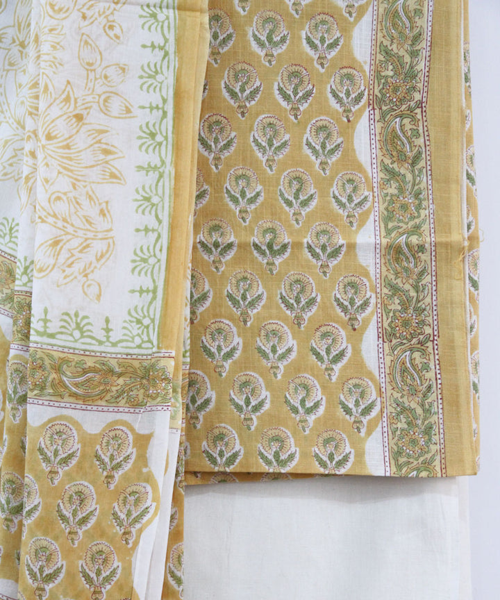 2pcs mustard floral buti cotton dress material
