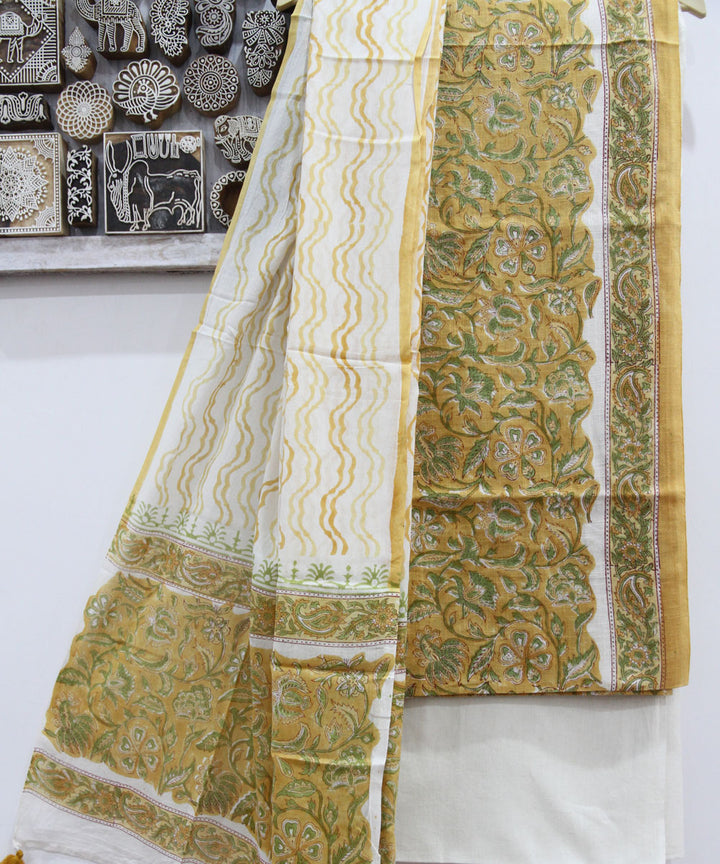 2pcs mustard floral jaal cotton dress material
