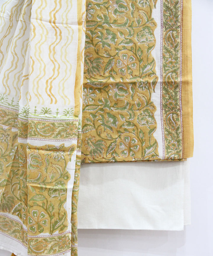 2pcs mustard floral jaal cotton dress material
