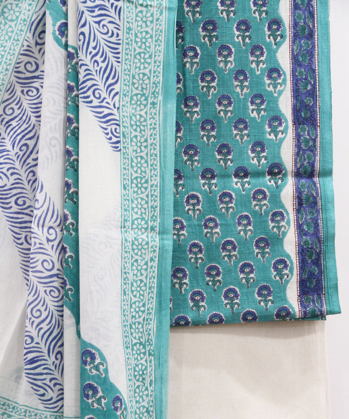 2pcs teal floral buti cotton dress material