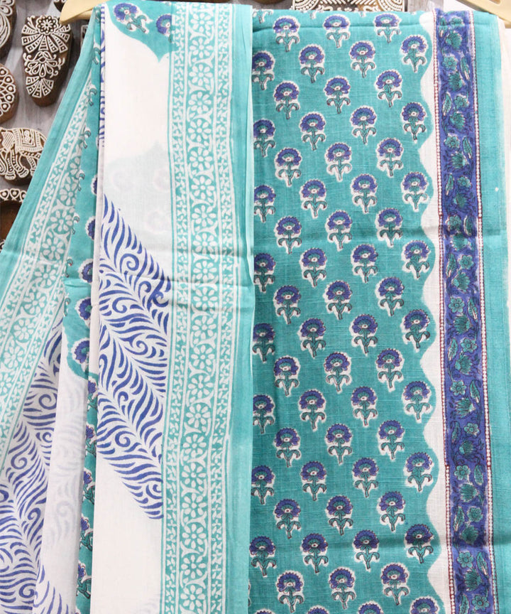 2pcs teal floral buti cotton dress material