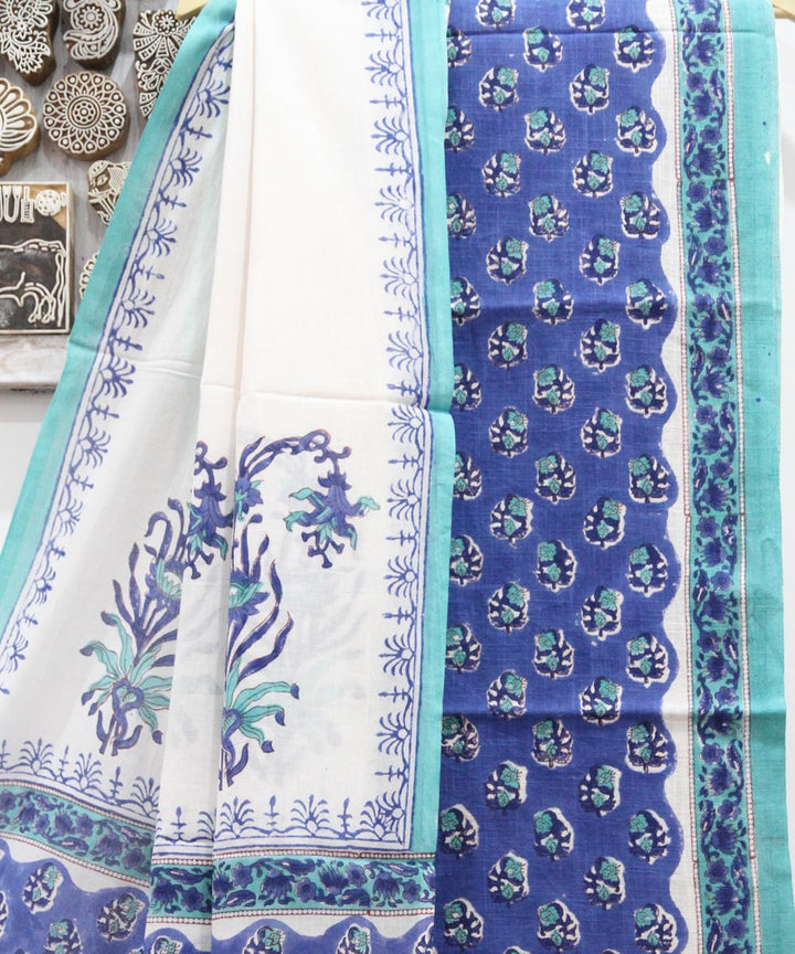 2pcs violet blue floral buti cotton dress material