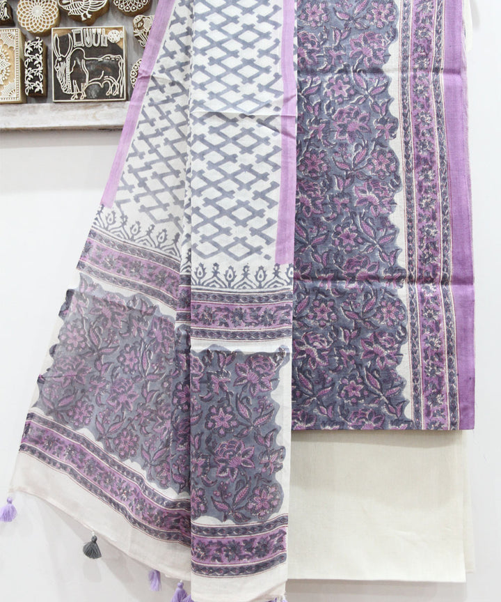 2pcs coin grey floral jaal cotton dress material