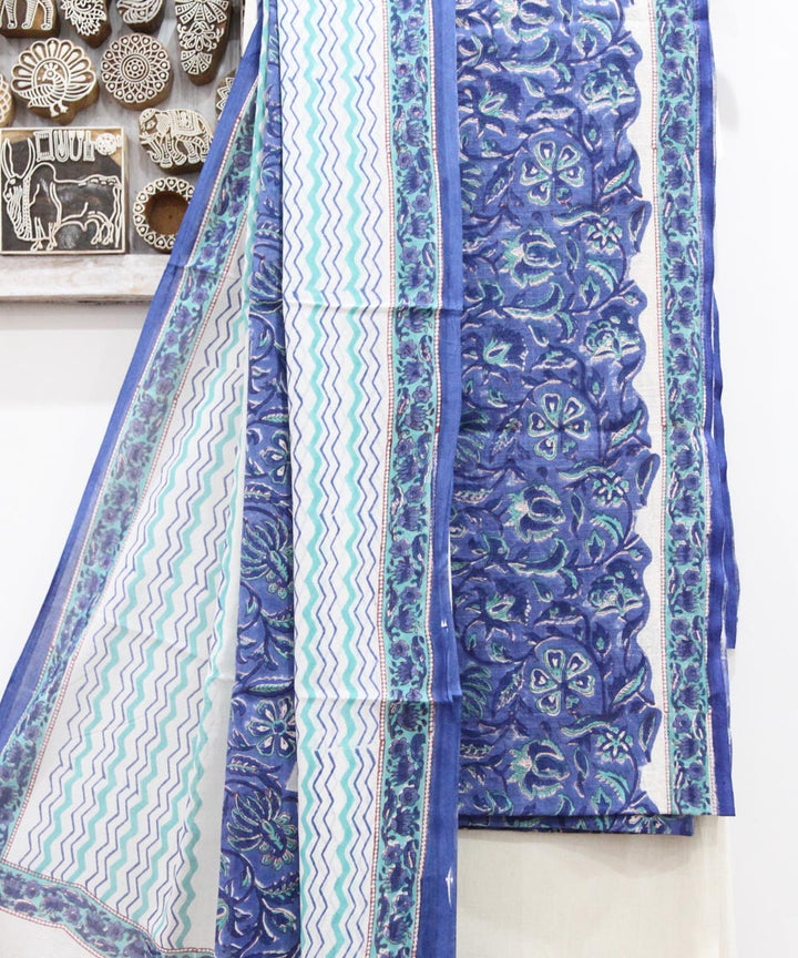 2pcs violet blue floral jaal cotton dress material