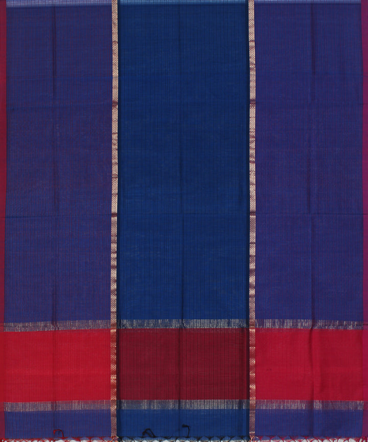 Navy blue red cotton silk handwoven maheshwari dupatta