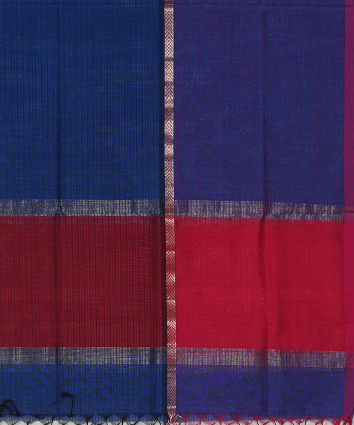 Navy blue red cotton silk handwoven maheshwari dupatta