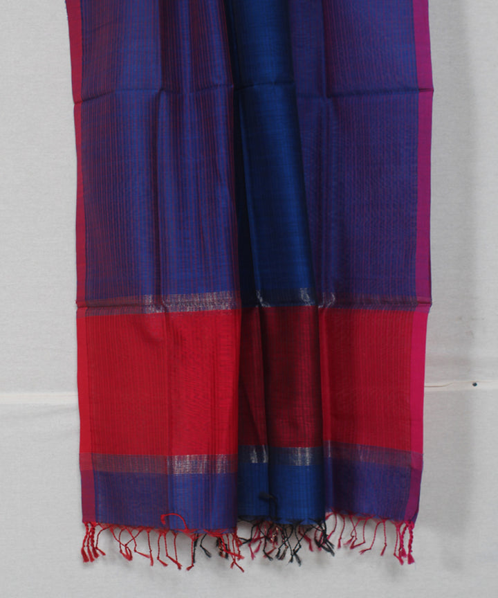 Navy blue red cotton silk handwoven maheshwari dupatta