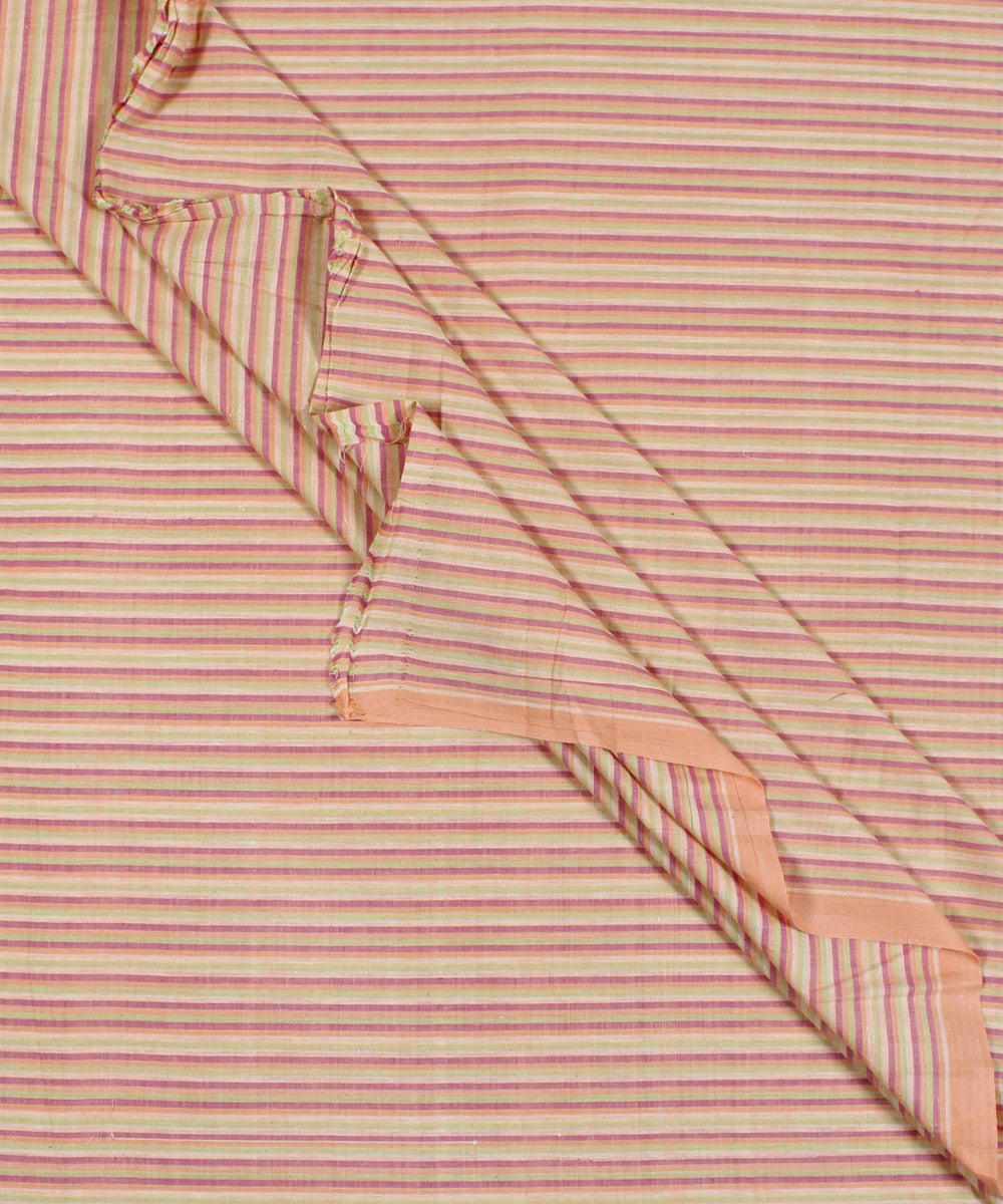 Multicolor stripe handspun handwoven cotton fabric