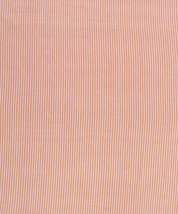 Orange white stripe handspun handwoven cotton fabric