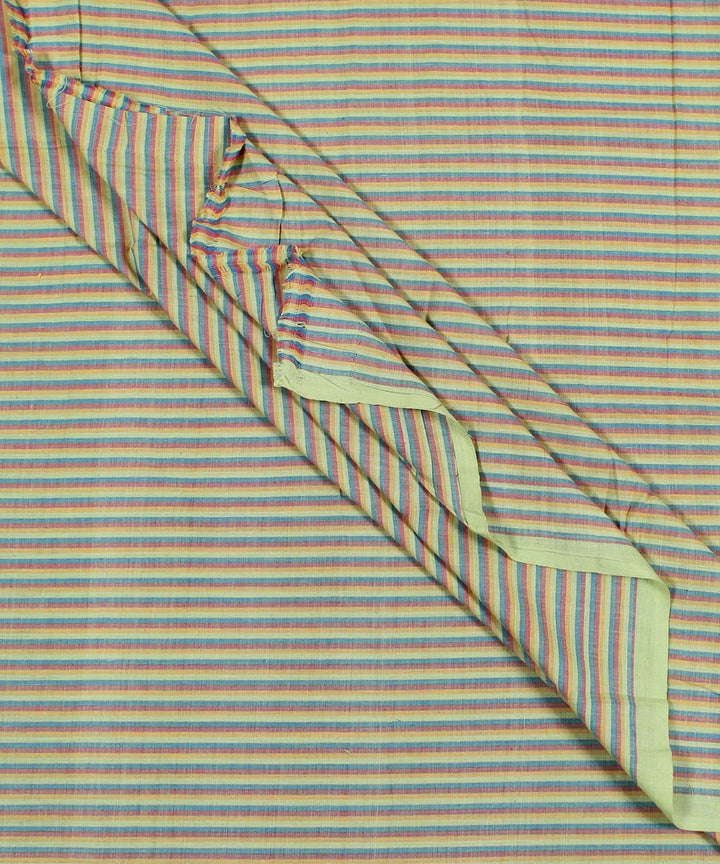 Multi color stripe handspun handwoven cotton fabric