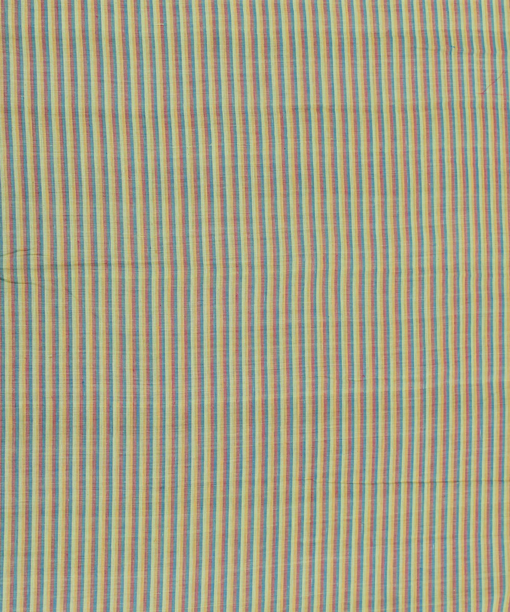 Multi color stripe handspun handwoven cotton fabric