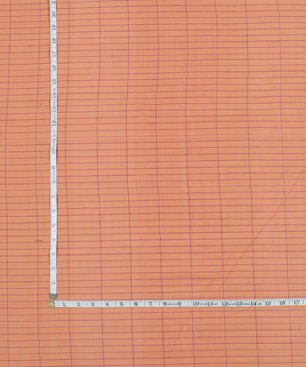 Peach handspun handwoven cotton fabric