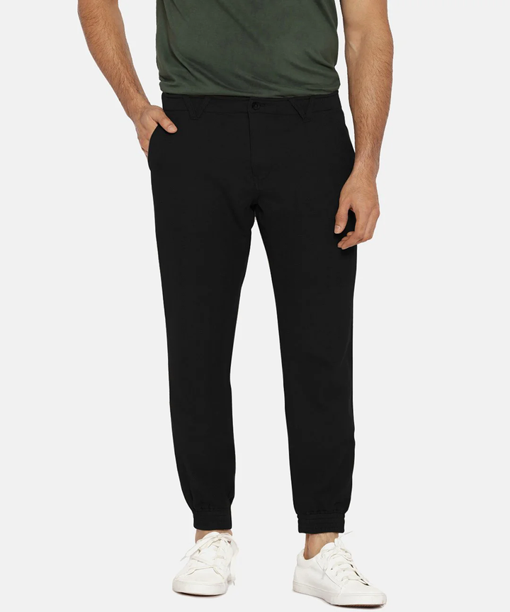 Jet black herringbone pant