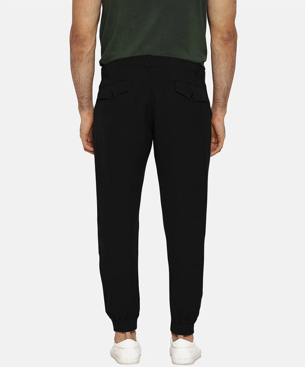 Jet black herringbone pant