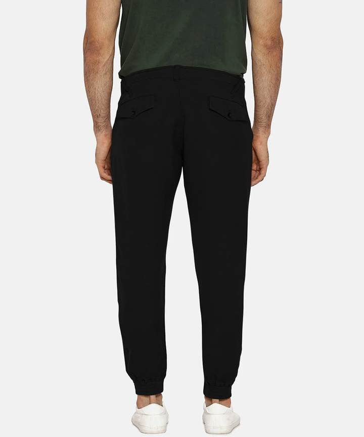 Jet black herringbone pant