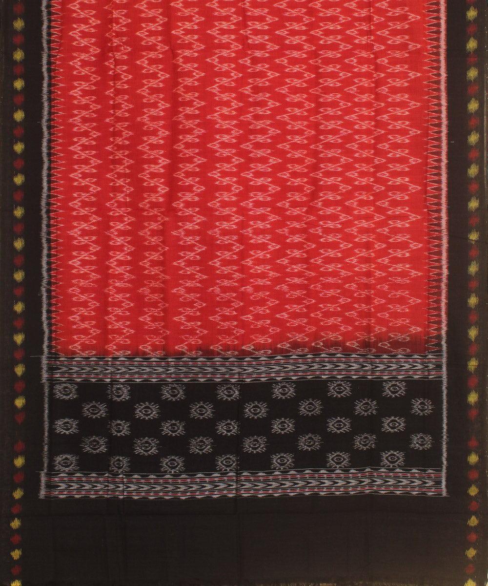 Alizarin crimson black handwoven cotton sambalpuri dupatta