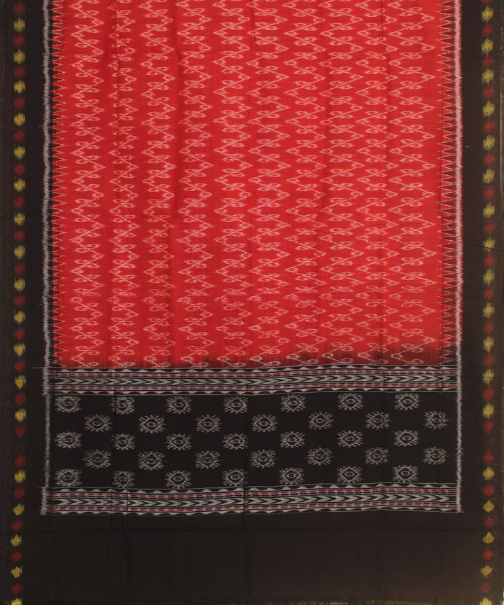 Alizarin crimson black handwoven cotton sambalpuri dupatta