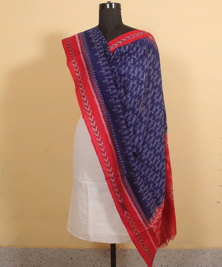 Navy blue maroon handwoven sambalpuri cotton dupatta
