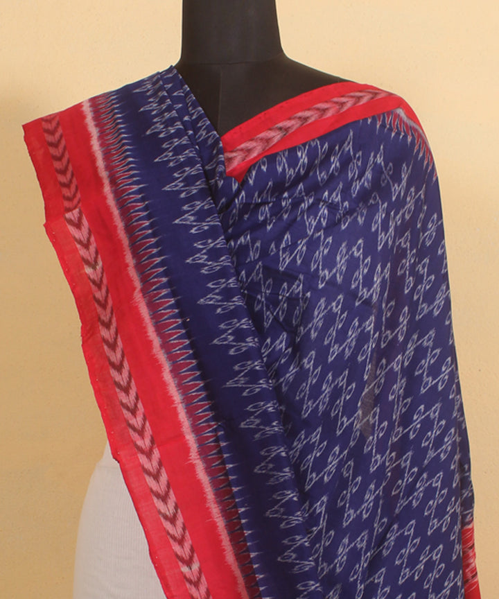 Navy blue maroon handwoven sambalpuri cotton dupatta