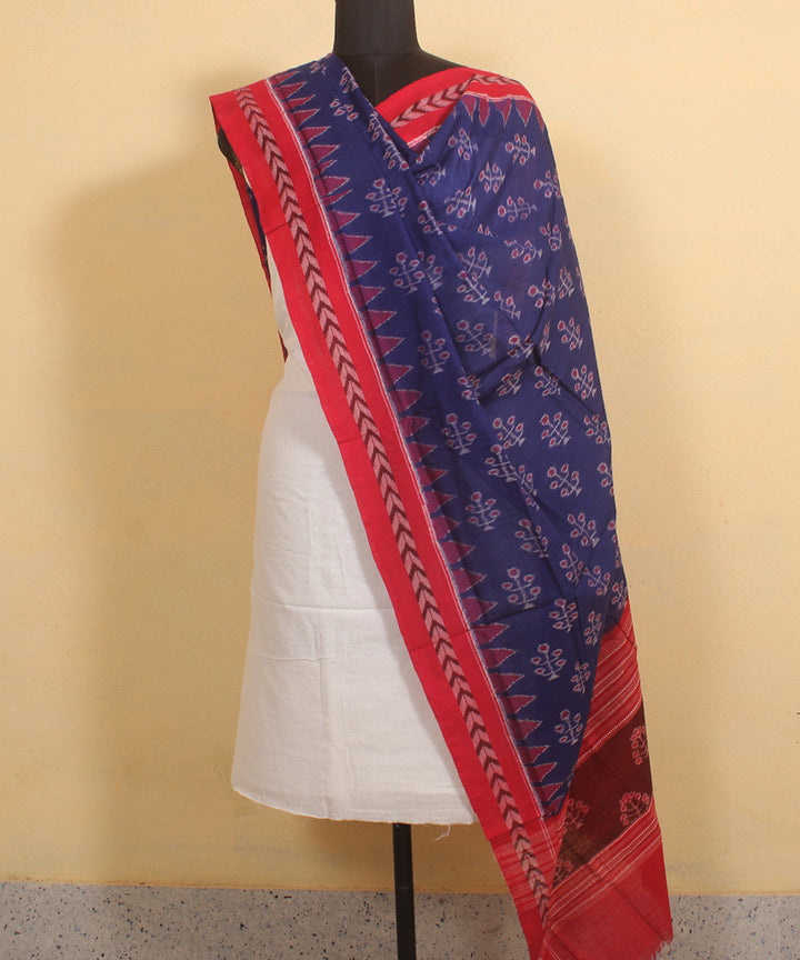 Navy blue maroon cotton sambalpuri handwoven dupatta