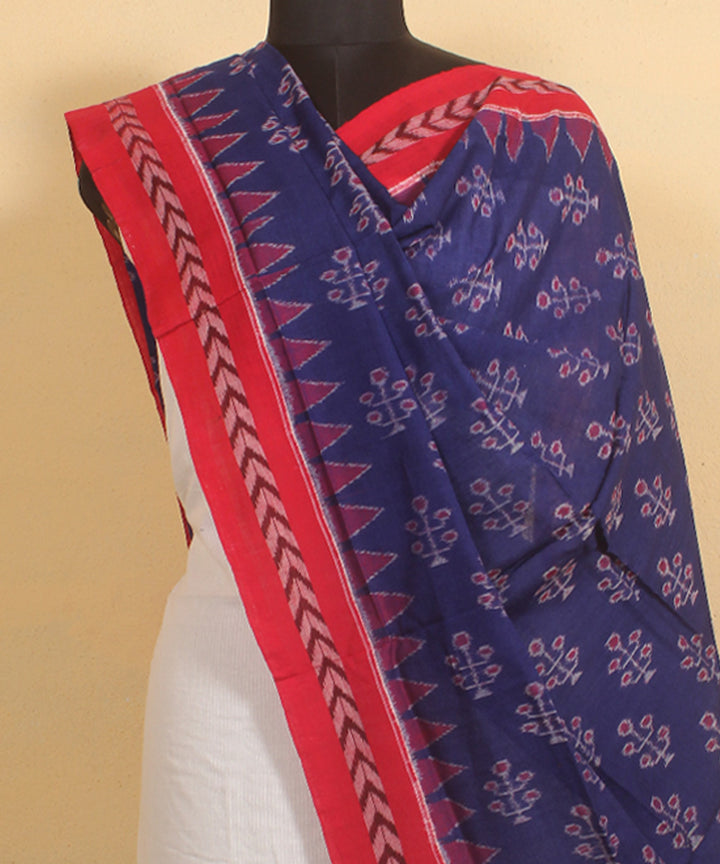 Navy blue maroon cotton sambalpuri handwoven dupatta