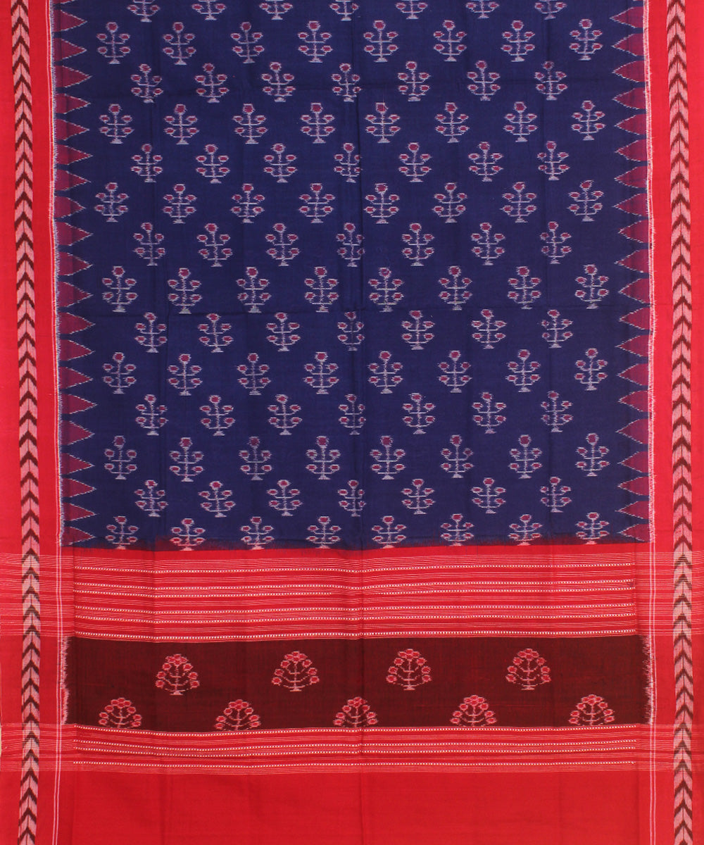 Navy blue maroon cotton sambalpuri handwoven dupatta